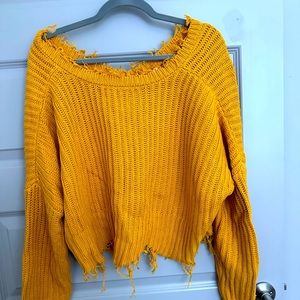 VICI yellow, frayed sweater